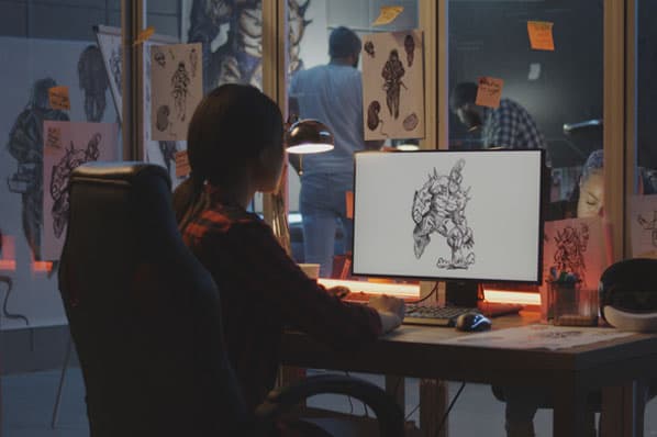 A marketer uses one of the best free graphic design software to create visuals for her content.